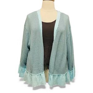POL Light Blue Waffle Knit Cardigan XL